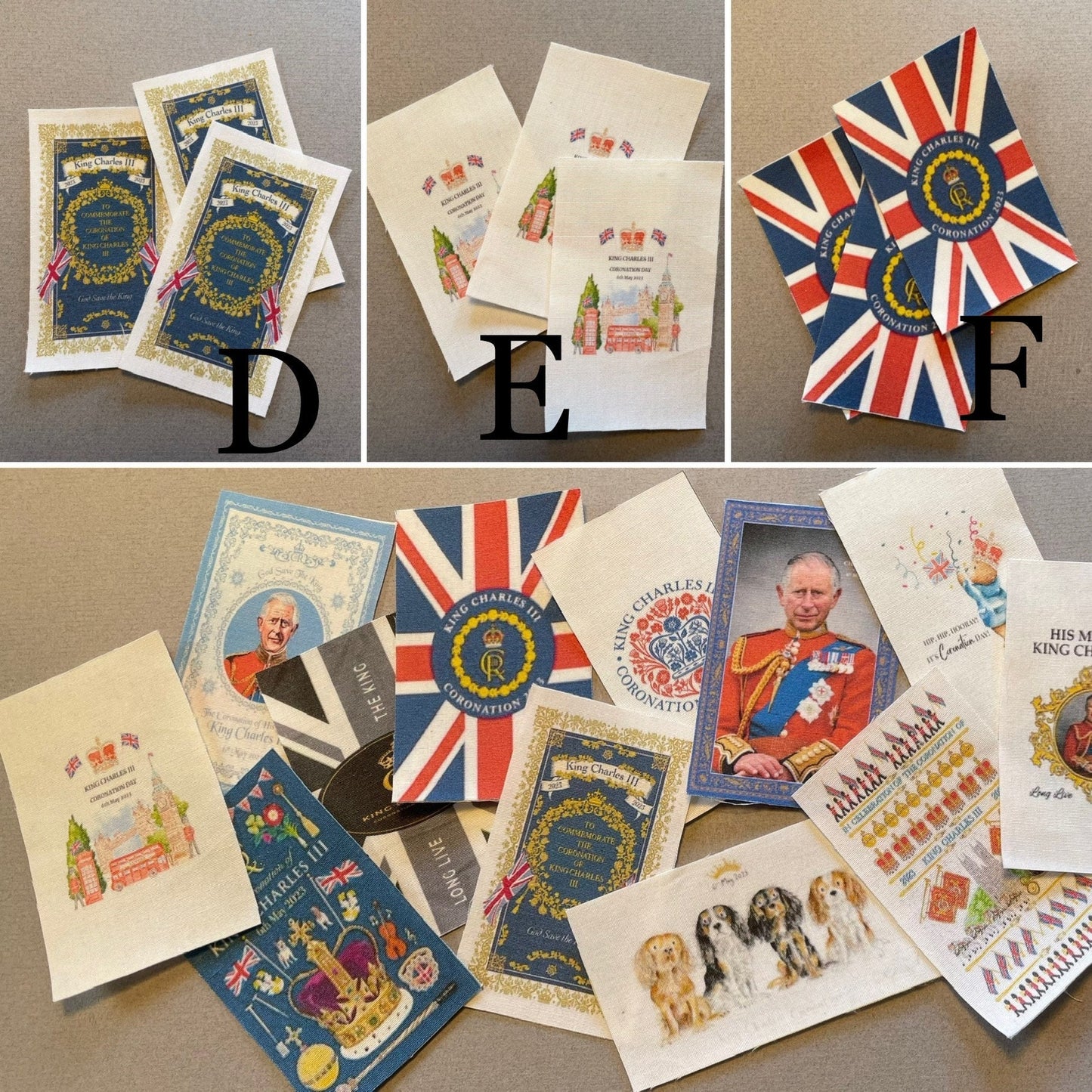Dolls House Miniatures - Royal King Charles III coronation Tea Towel x 1 (12 options)