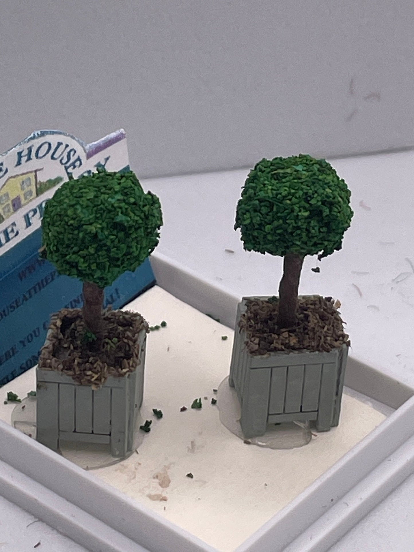 Dolls House Miniatures ( 1/48th - 1:48th - 1/4" - Quarter Inch Scale ) Hand Made -s/2 Topiary Trees