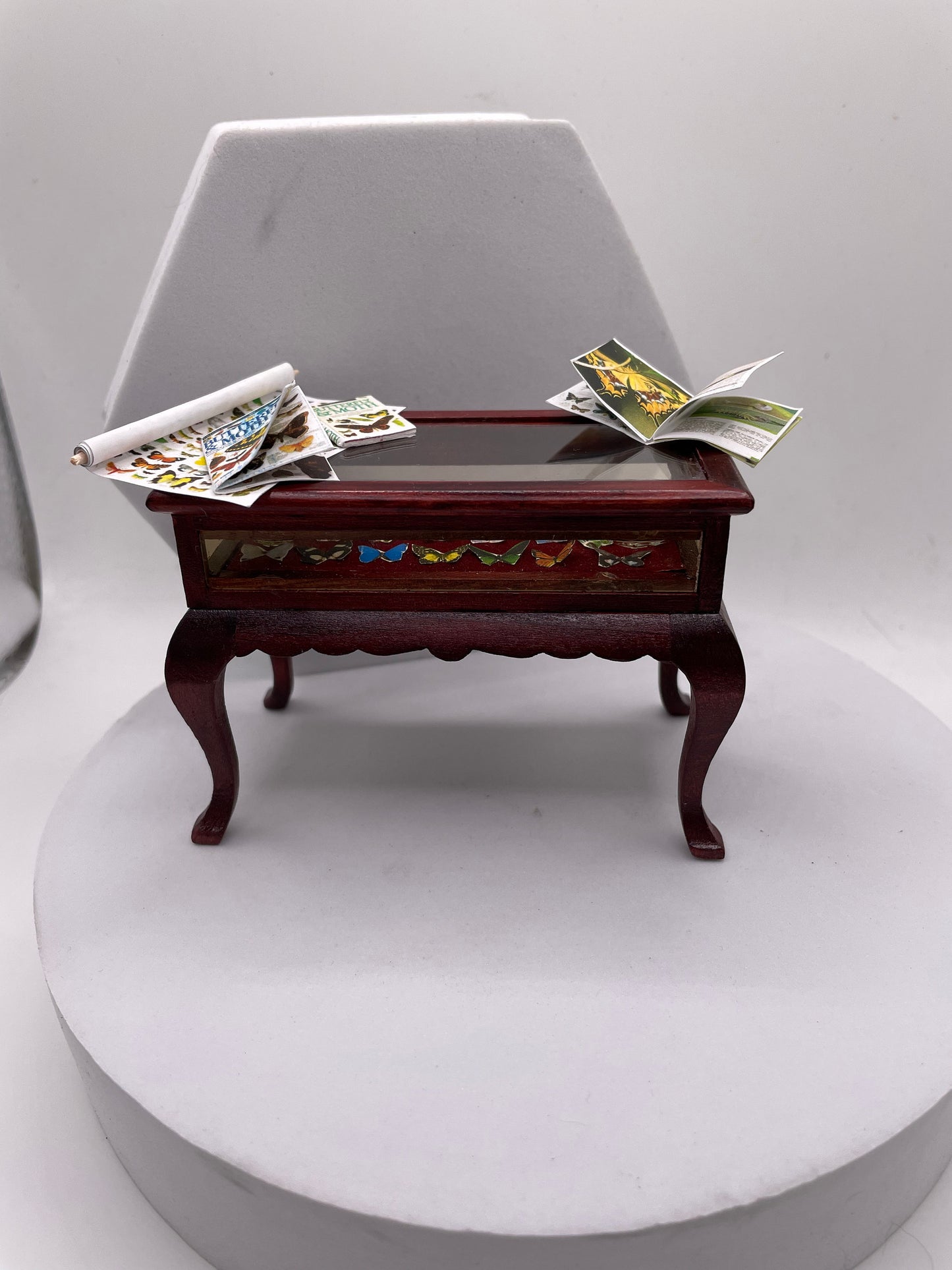 Dolls House Miniatures - 1/12th Lepidopterist ( butterfly ) Curio Table - Vera Collective