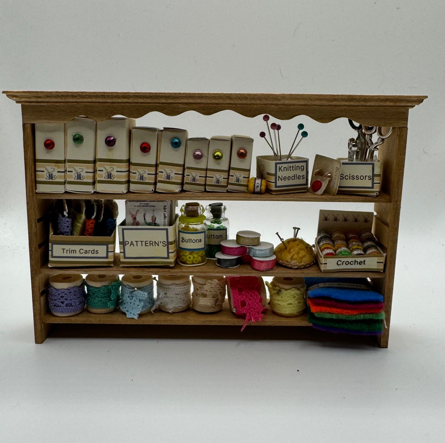 Dolls House Miniatures - 1/12th - Haberdashery wall Shelves