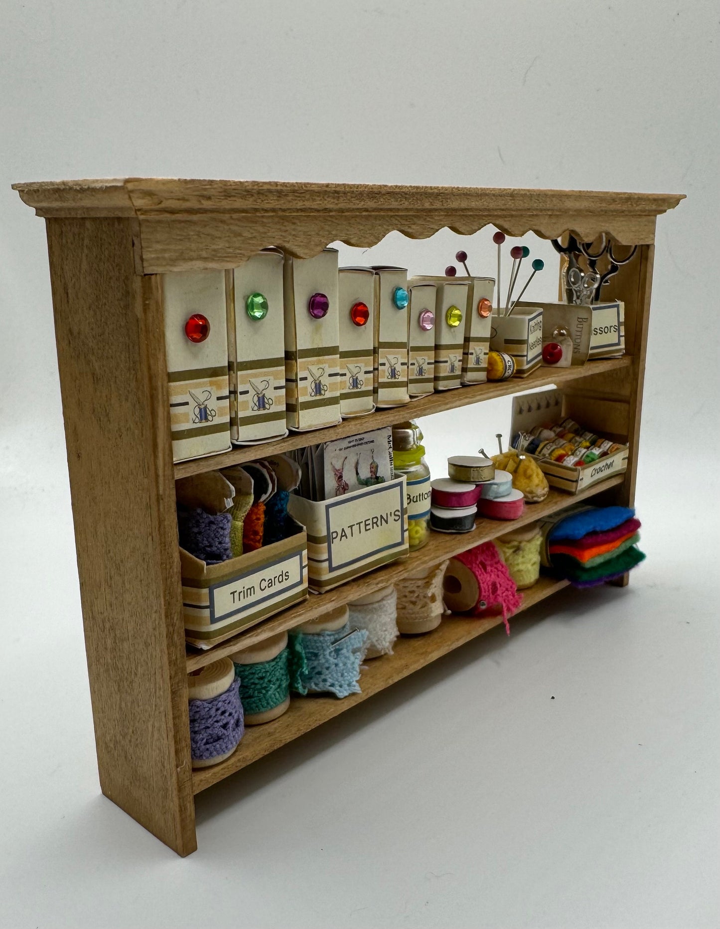 Dolls House Miniatures - 1/12th - Haberdashery wall Shelves