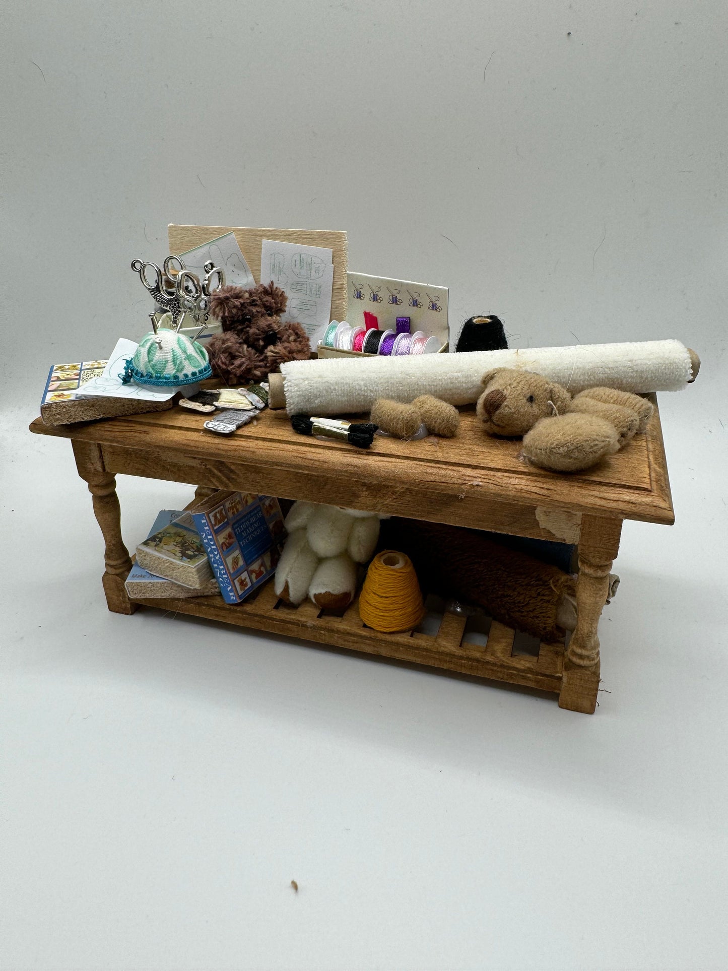 Dolls House Miniatures - 1/12th Teddy Bear Making Table