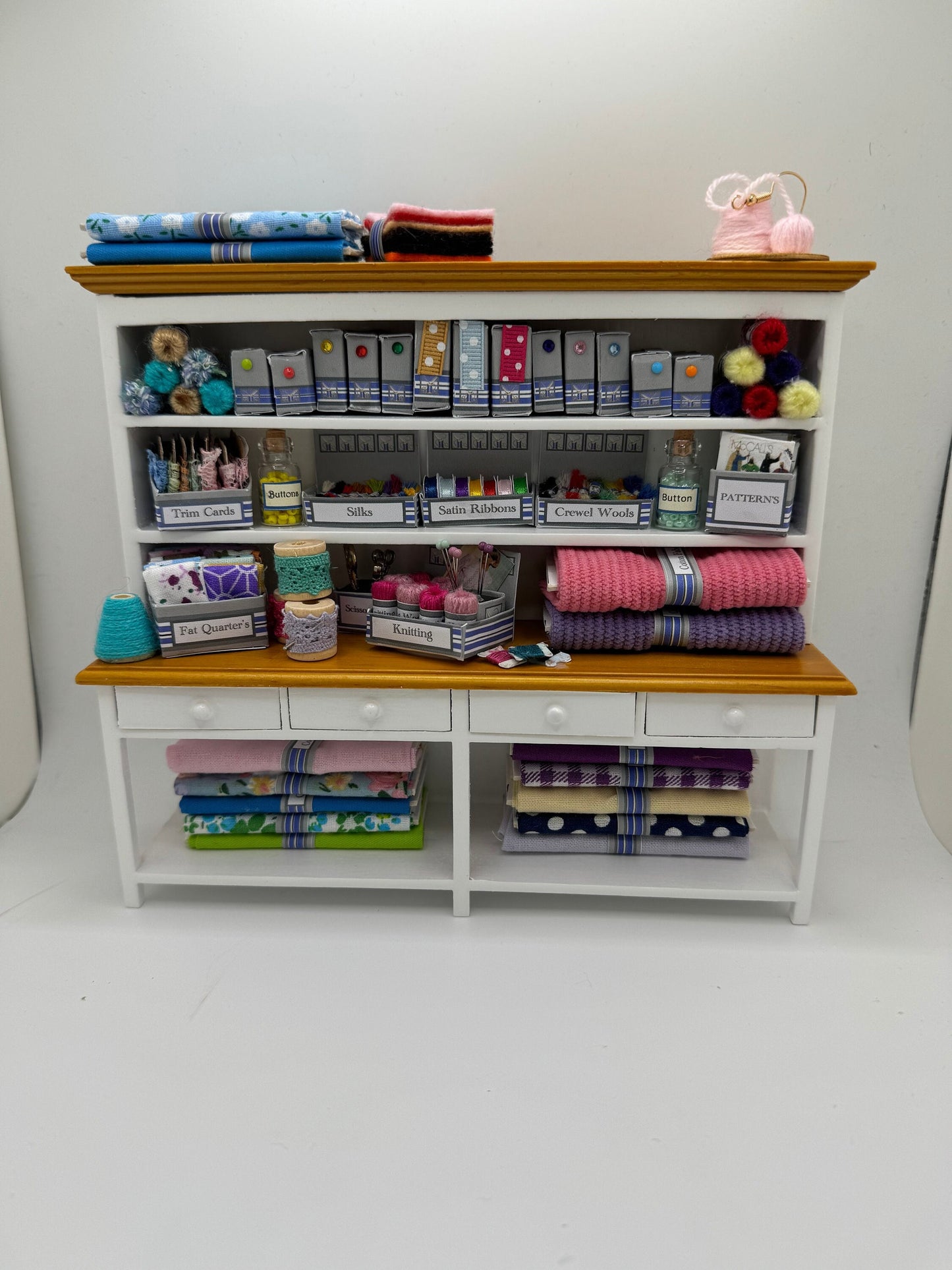 Dolls House Miniatures - 1/12th - Haberdashery Dresser / Hutch