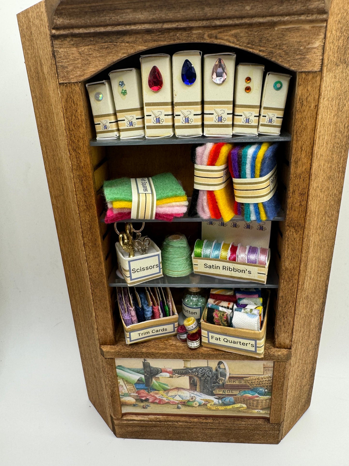 Dolls House Miniatures - 1/12th - Haberdashery Sewing Shelf corner