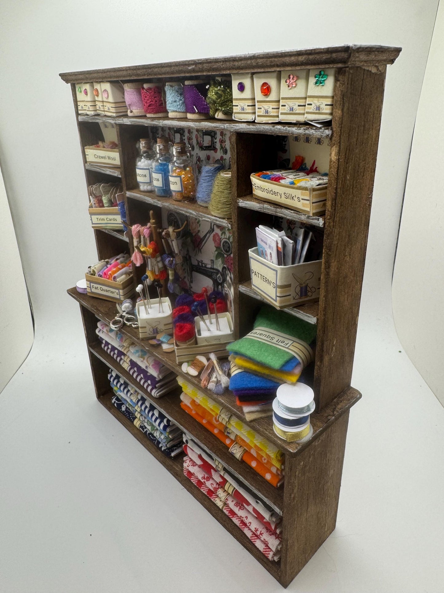 Dolls House Miniatures - 1/12th - Haberdashery Sewing Dresser / Hutch