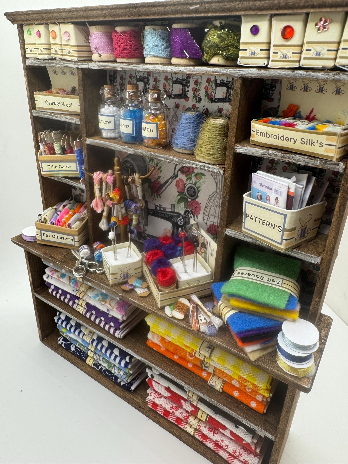 Dolls House Miniatures - 1/12th - Haberdashery Sewing Dresser / Hutch