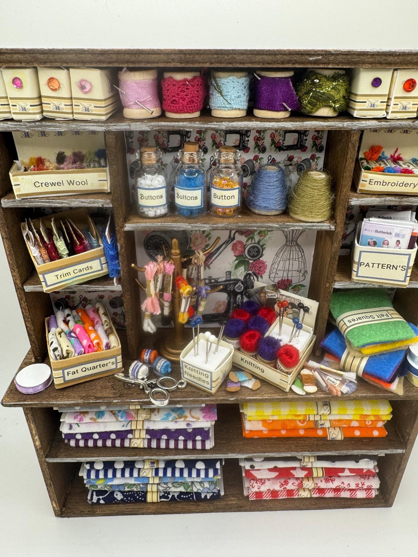 Dolls House Miniatures - 1/12th - Haberdashery Sewing Dresser / Hutch