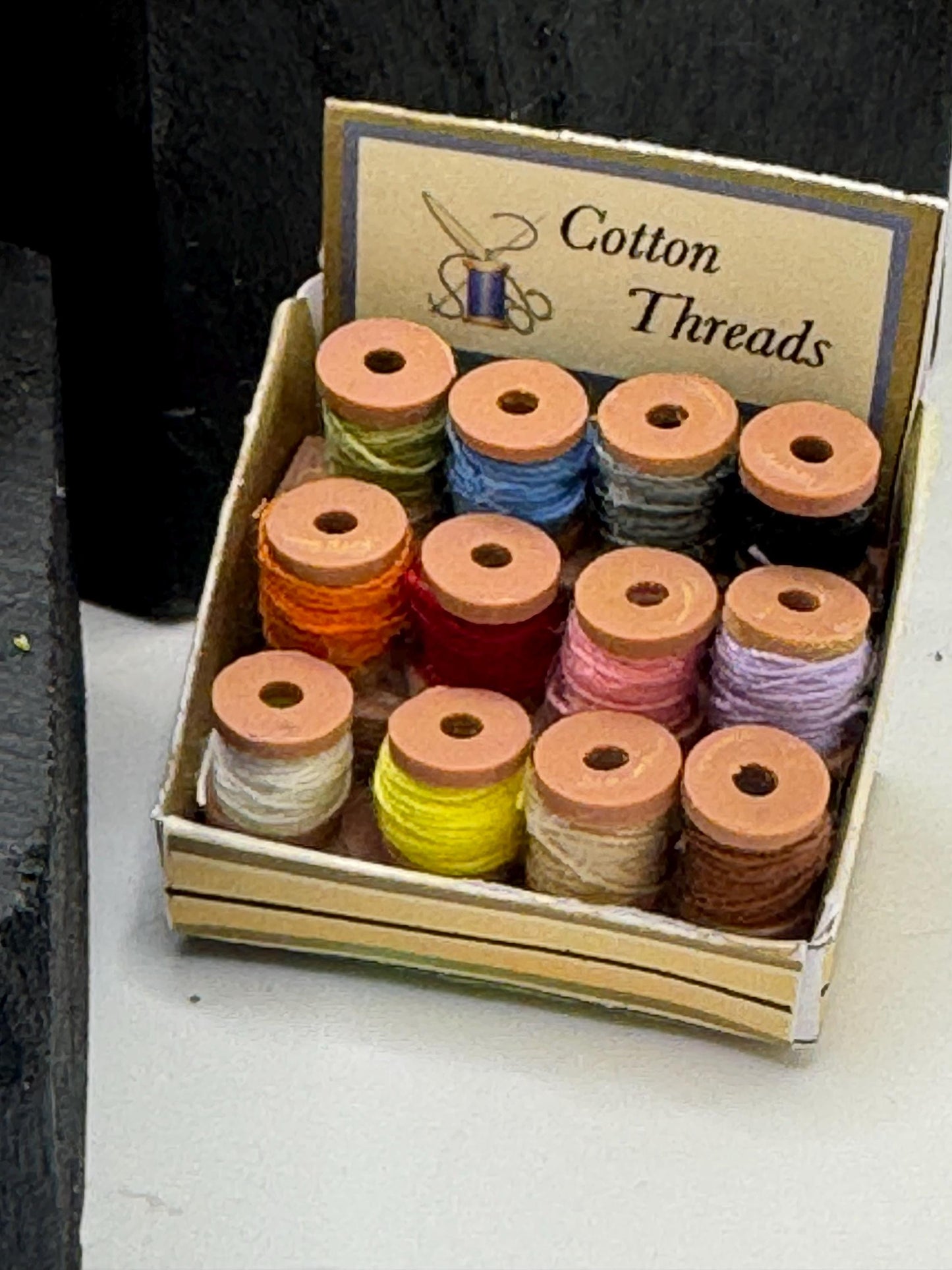 Dolls House Miniatures - Cottons / threads Counter Display x1 (2 options)