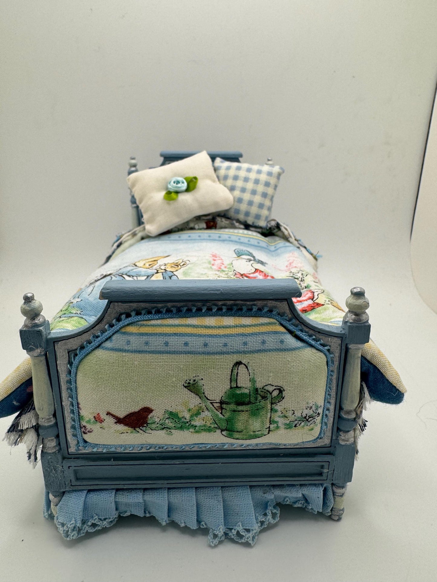 Dolls House Luxury Dressed 1/12th Single Bed - Peter Rabbit fabric