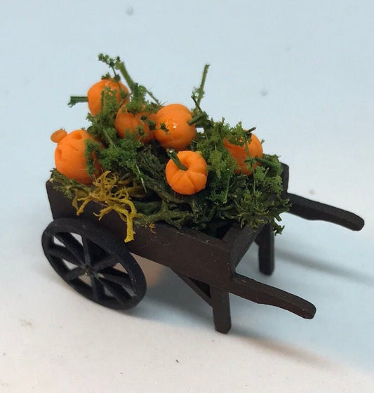 Dolls House Miniatures ( 1/48th - 1:48th - 1/4&quot; - Quarter Inch Scale ) Luxury Dressed   pumpkin cart   -