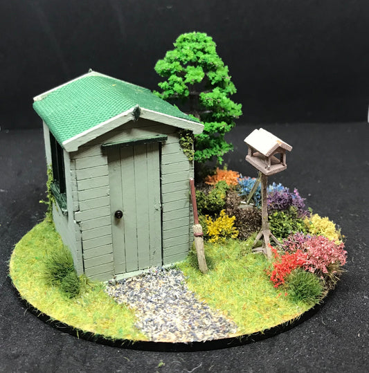 Dolls House Miniatures ( 1/48th - 1:48th - 1/4&quot; - Quarter Inch Scale ) - Hand Made Garden Shed Scene ” quarter scale