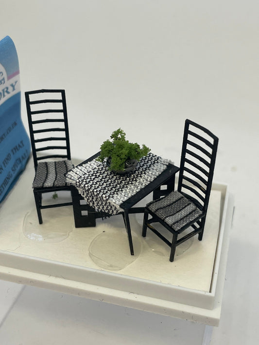 Dolls House  - Handmade    Mackintosh Table / 2 Chairs