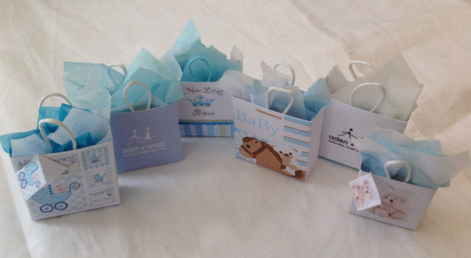 Dolls House Miniatures -  1/12th baby boy Gift Bags