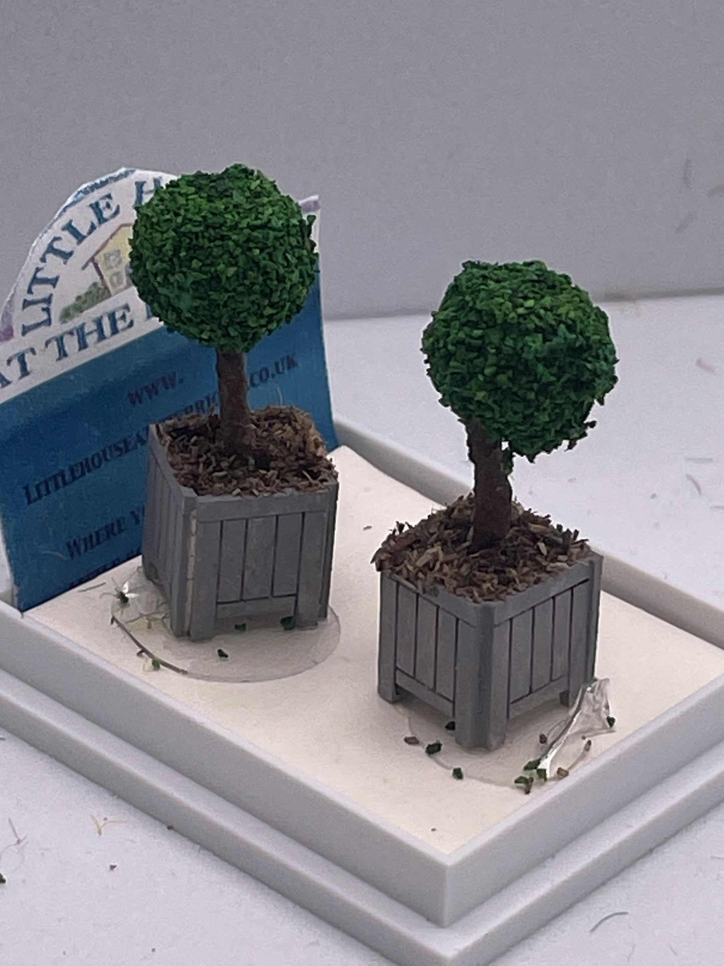 Dolls House Miniatures ( 1/48th - 1:48th - 1/4&quot; - Quarter Inch Scale )  Hand Made  -s/2 Topiary Trees