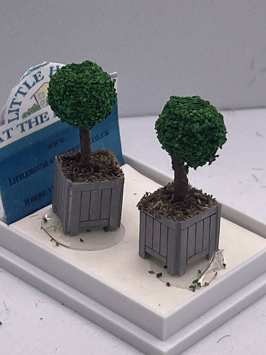 Dolls House Miniatures ( 1/48th - 1:48th - 1/4&quot; - Quarter Inch Scale )  Hand Made  -s/2 Topiary Trees
