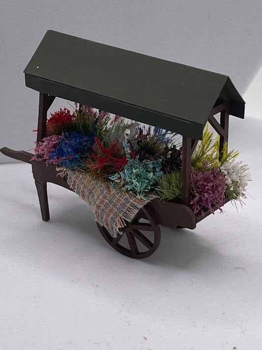 Dolls House Miniatures ( 1/48th - 1:48th - 1/4&quot; - Quarter Inch Scale )  - Hand Made   - Flower Cart