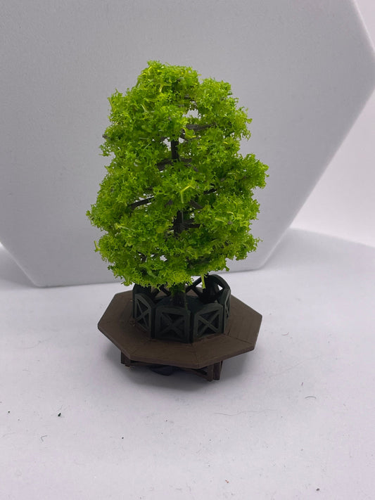 Dolls House Miniatures ( 1/48th - 1:48th - 1/4&quot; - Quarter Inch Scale )  Hand Made   - tree with seat