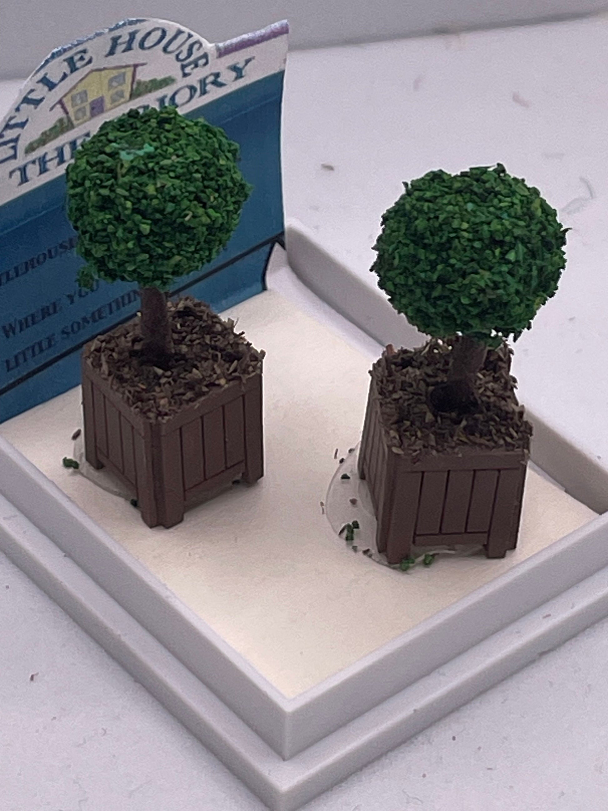 Dolls House Miniatures ( 1/48th - 1:48th - 1/4&quot; - Quarter Inch Scale )  Hand Made  -s/2 Topiary Trees