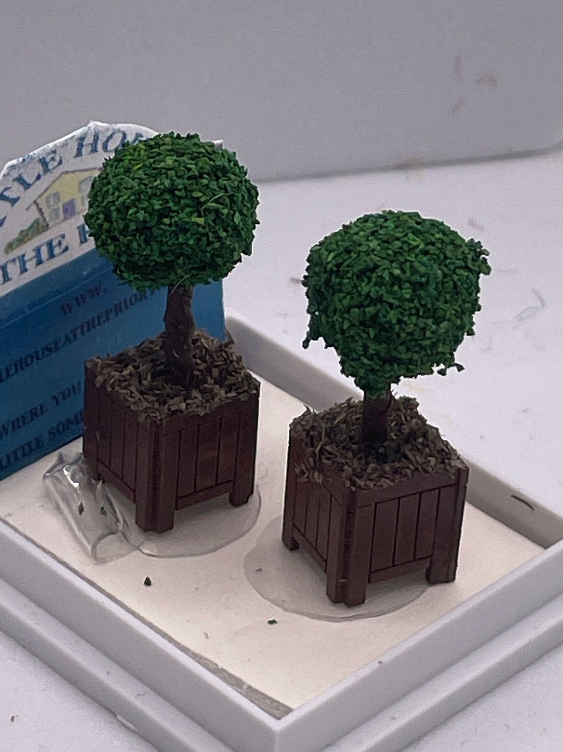 Dolls House Miniatures ( 1/48th - 1:48th - 1/4&quot; - Quarter Inch Scale )  Hand Made  -s/2 Topiary Trees