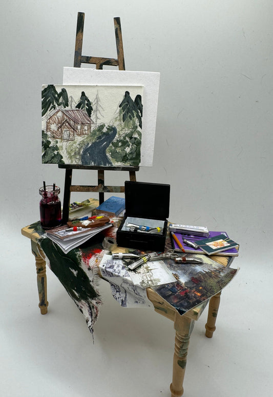 Dolls House Miniatures - 1/12th Artist&#39;s Table