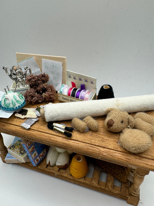 Dolls House Miniatures - 1/12th Teddy Bear Making Table