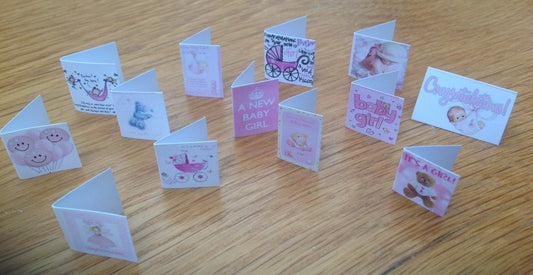Dolls House Miniatures -  1/12th baby girl Greetings cards