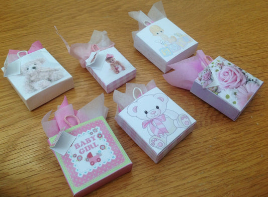Dolls House Miniatures -  1/12th baby girl  Gift Bags