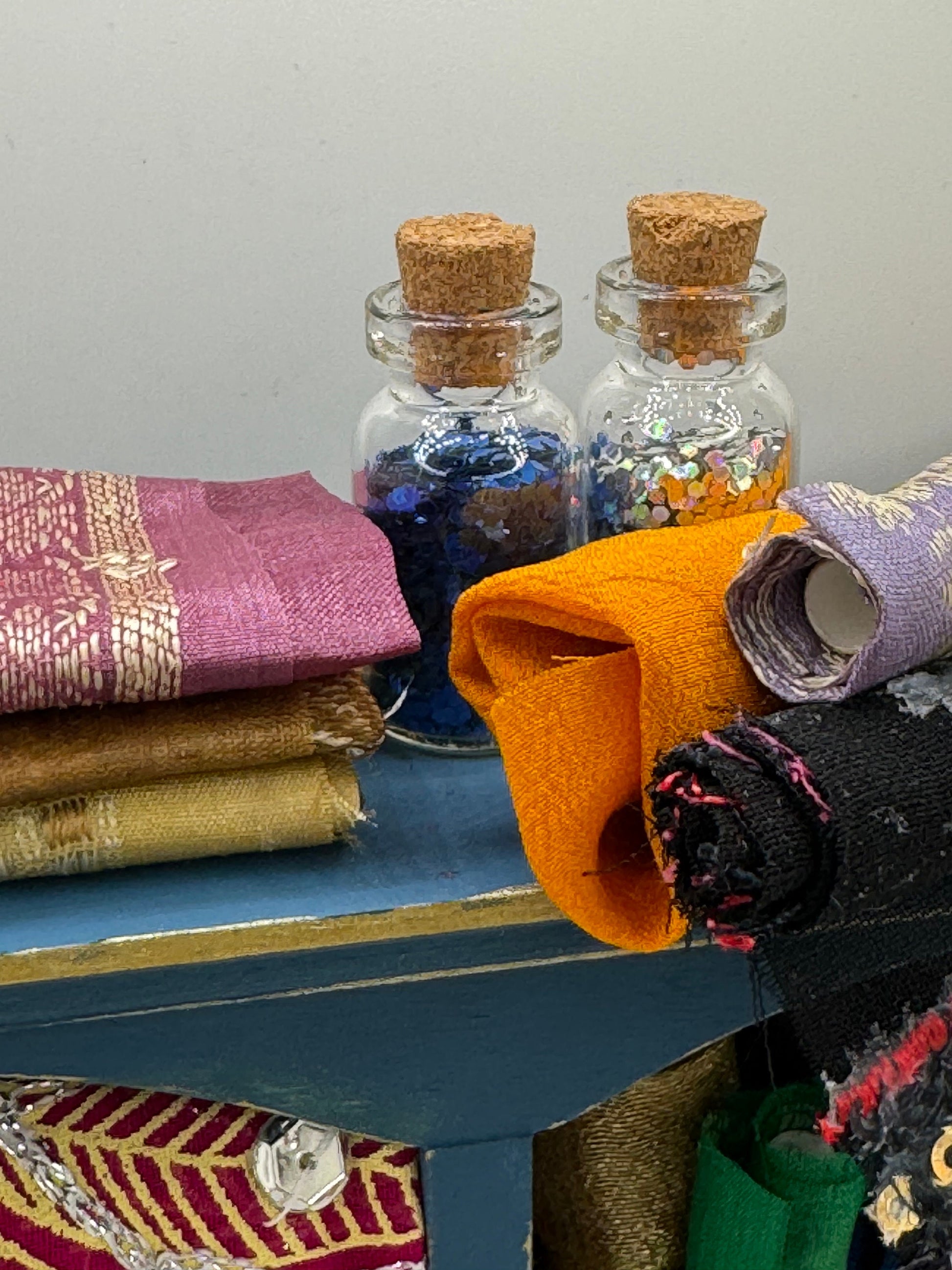 Dolls House Miniatures - 1/12th  - Haberdashery Shelf  - Sari Silks