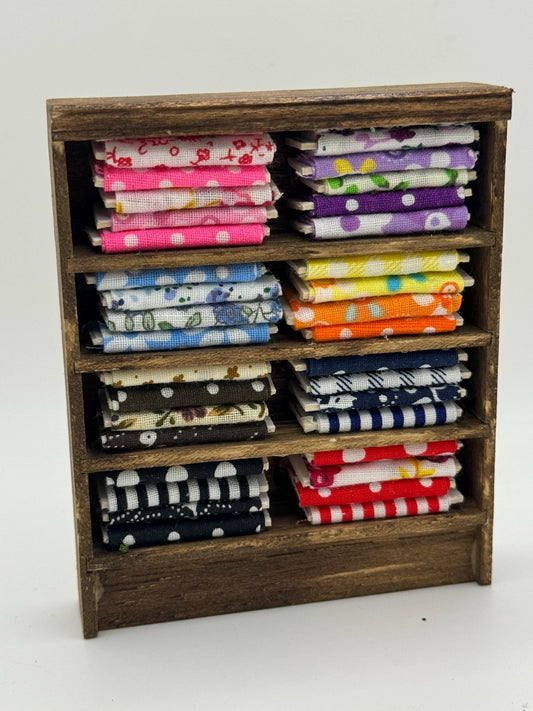 DOLLS HOUSE MINIATURES -   1/24th / 1:24th / Half Inch Scale  - Haberdashery Fabric Shelves