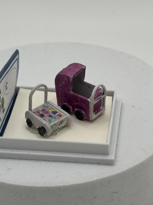 Dolls House  1/48th Toy Pram and Block Cart