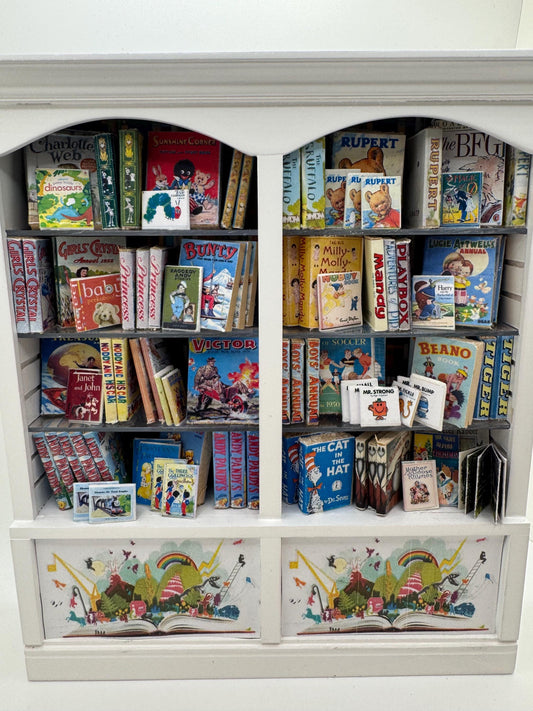 Dolls House Miniatures - Double Children’s Book Shelf ideal for Toy shop, School or Playroom