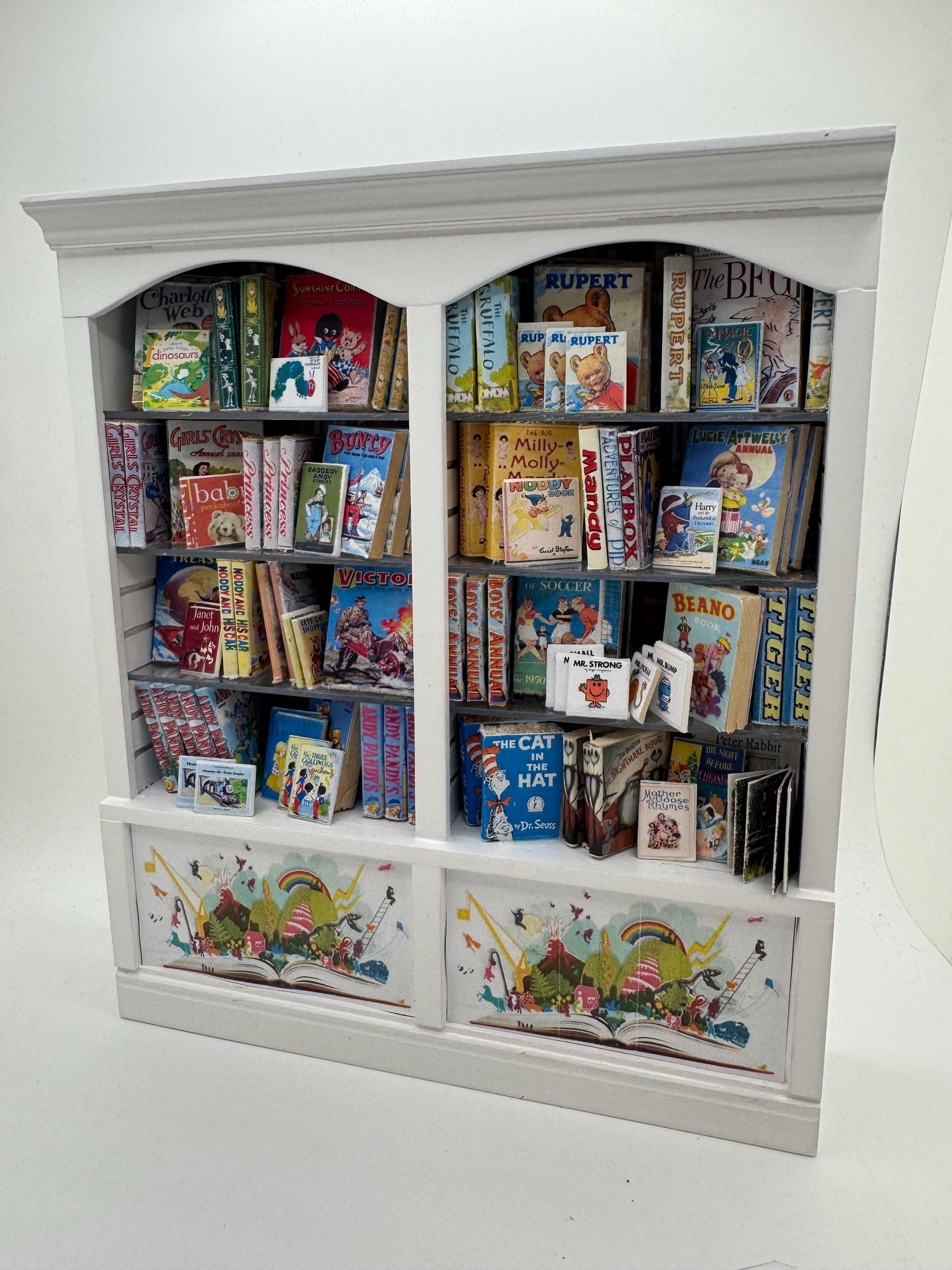 Dolls House Miniatures - Double Children’s Book Shelf ideal for Toy shop, School or Playroom