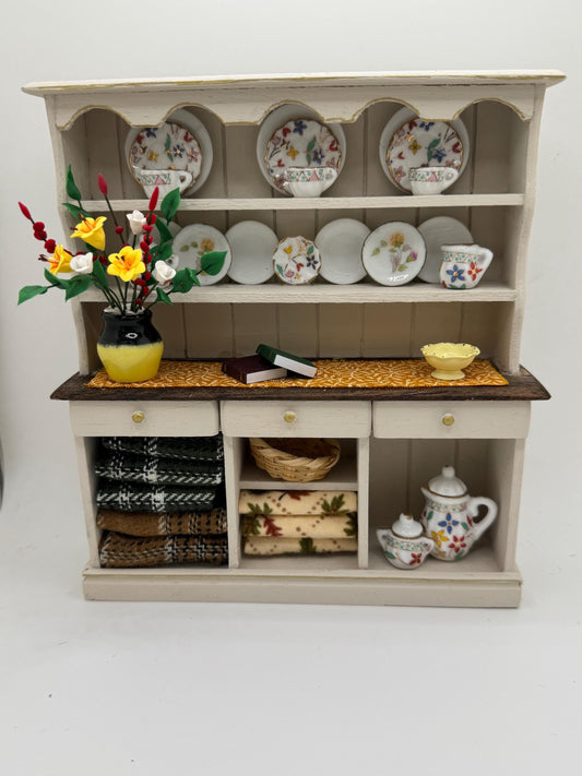 Dolls House Miniatures - Hand painted  Kitchen Dresser / Hutch