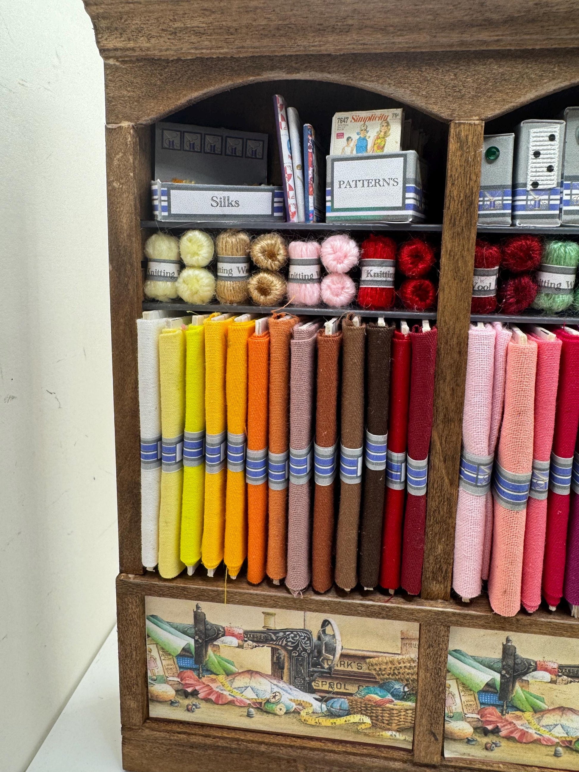 Dolls House Miniatures - 1/12th  - Haberdashery Sewing Shelf