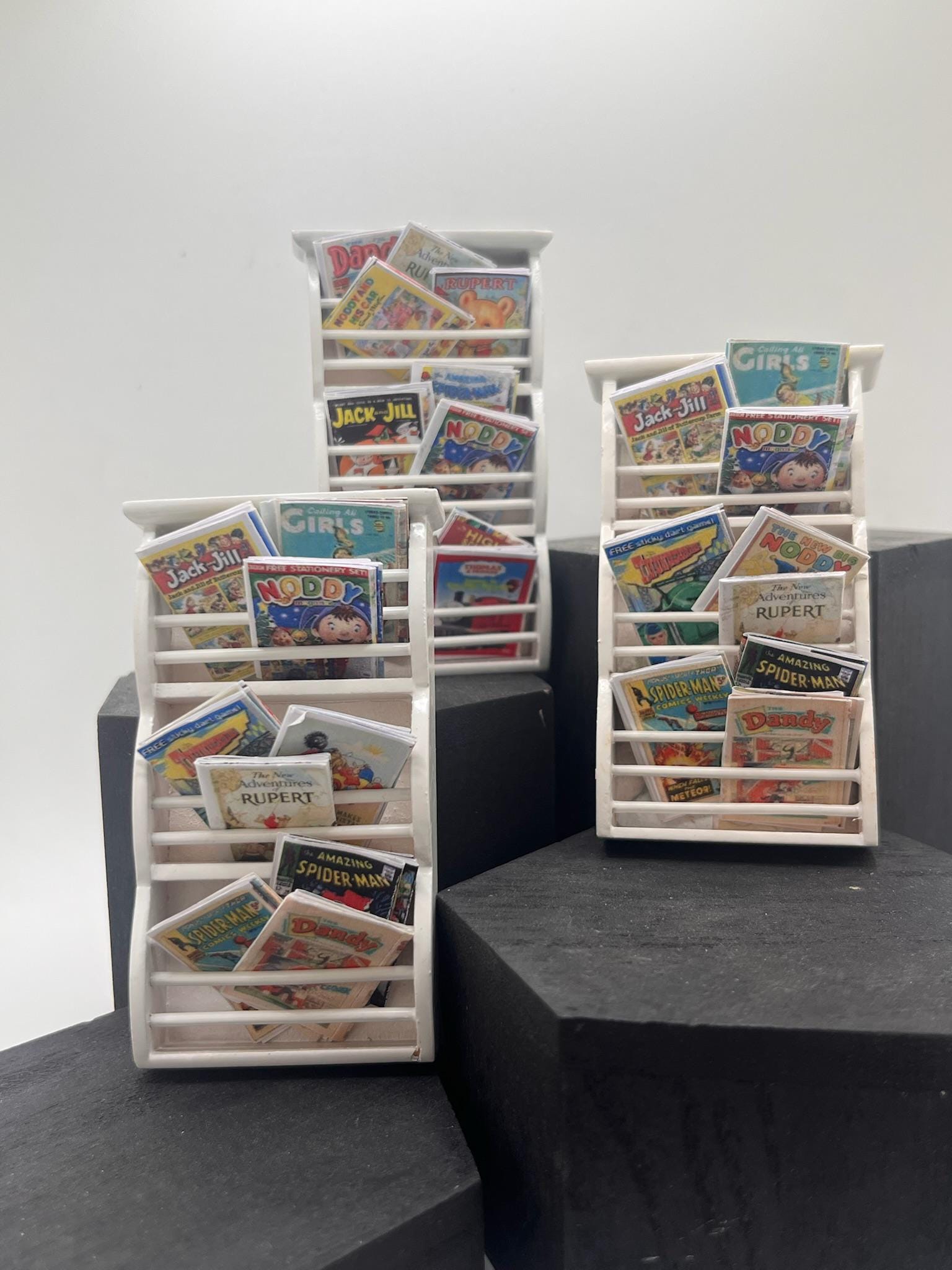 Dolls House Miniatures - 1/12th  - children&#39;s comics wall book rack x1
