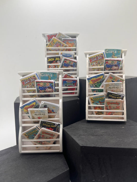 Dolls House Miniatures - 1/12th  - children&#39;s comics wall book rack x1