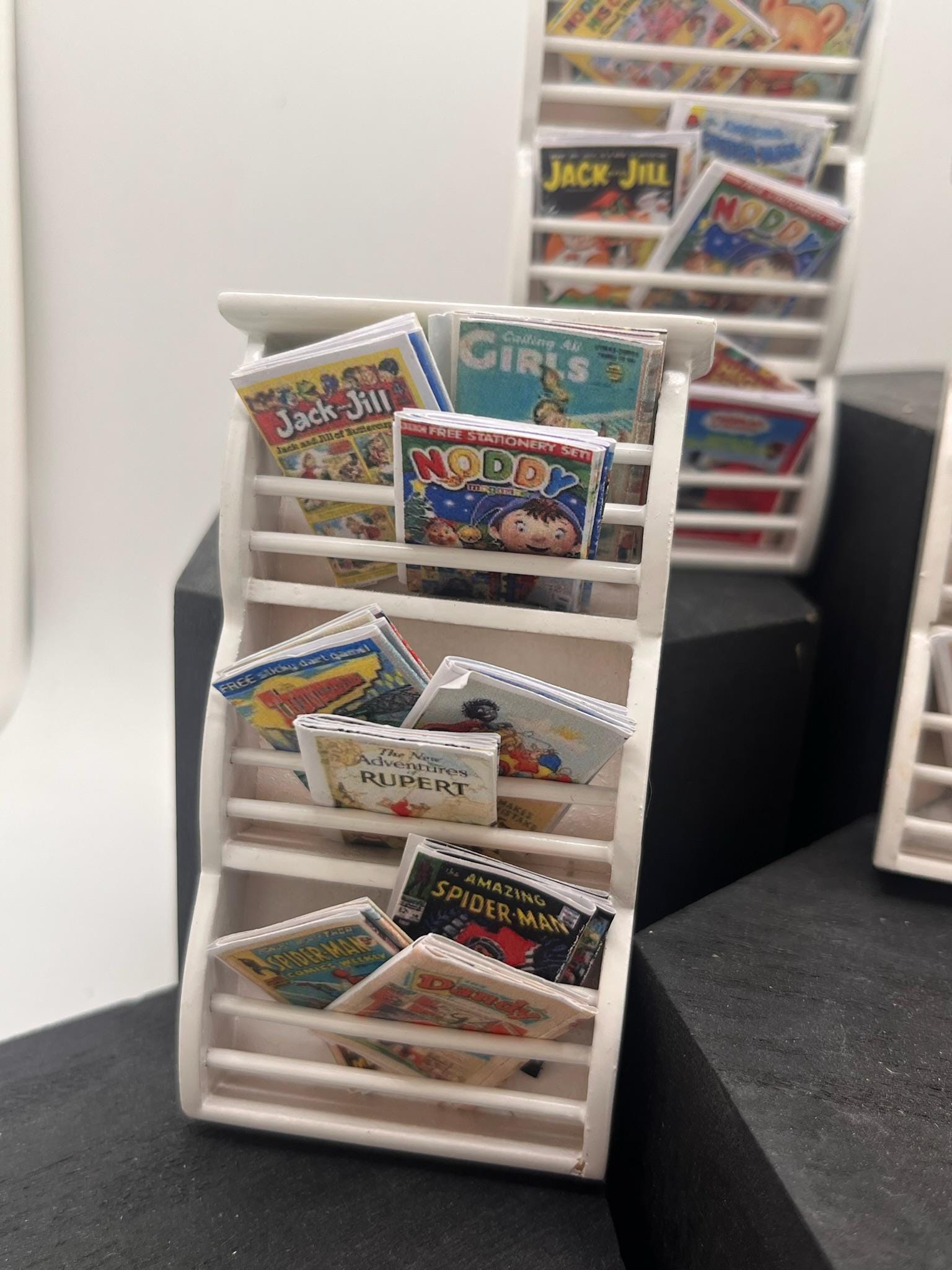 Dolls House Miniatures - 1/12th  - children&#39;s comics wall book rack x1