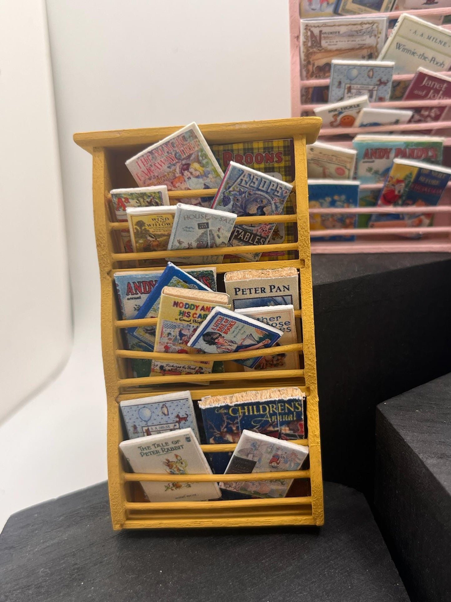 Dolls House Miniatures - 1/12th  - children&#39;s books wall book rack x1