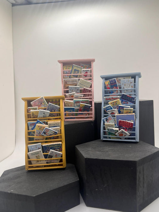 Dolls House Miniatures - 1/12th  - children&#39;s books wall book rack x1